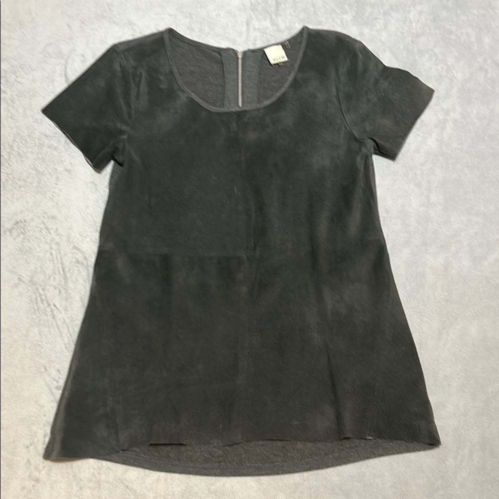 Ecru Suede Front Knit T-Shirt